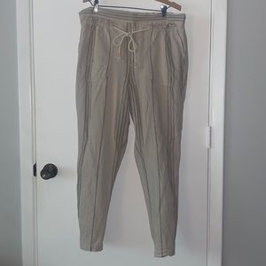 Striped linen ankle pants